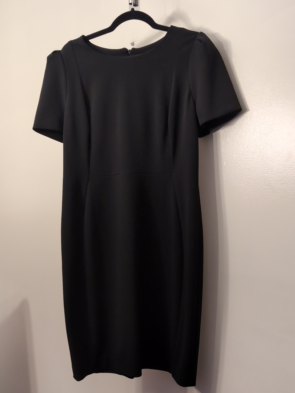 Calvin Klein Black Short-Sleeve Midi Sheath Dress No Tag 20 ptp (Medium Large)